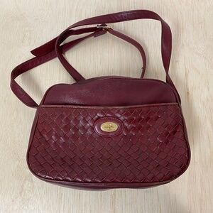 VTG Etienne Aigner 70’s Oxblood Burgundy Basket Weave Leather Shoulder Bag Purse